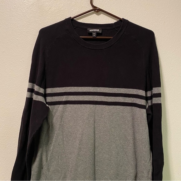 Express Sweater Mens Size L Pull Over LongSleeve Blue Gray - Picture 6 of 9